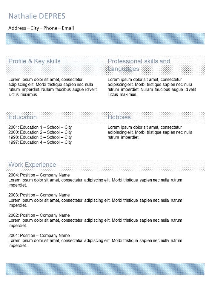 Resume Blue with columns