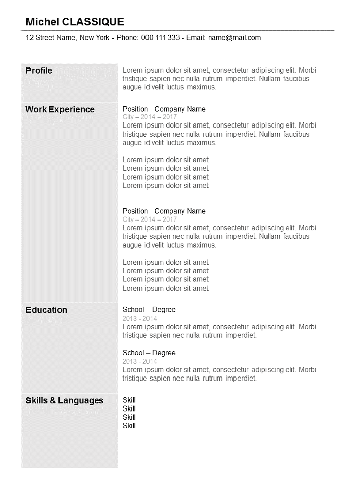 2 Column Resume Template Download / Free Collection 10 2 Column Resume
