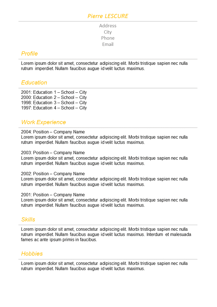 Resume Basic orange