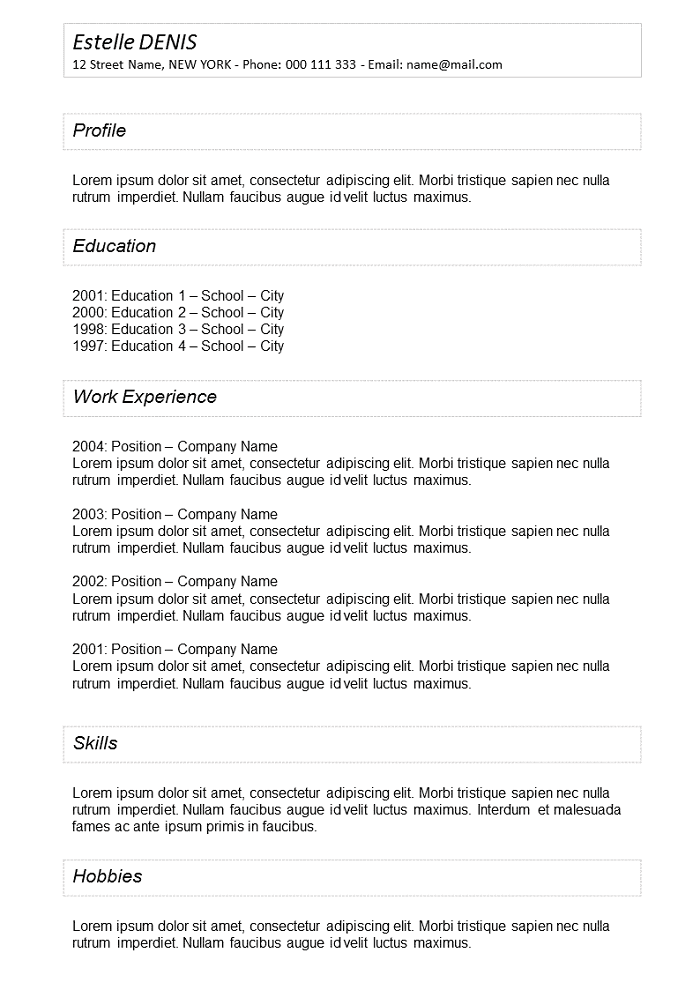 Resume With frame