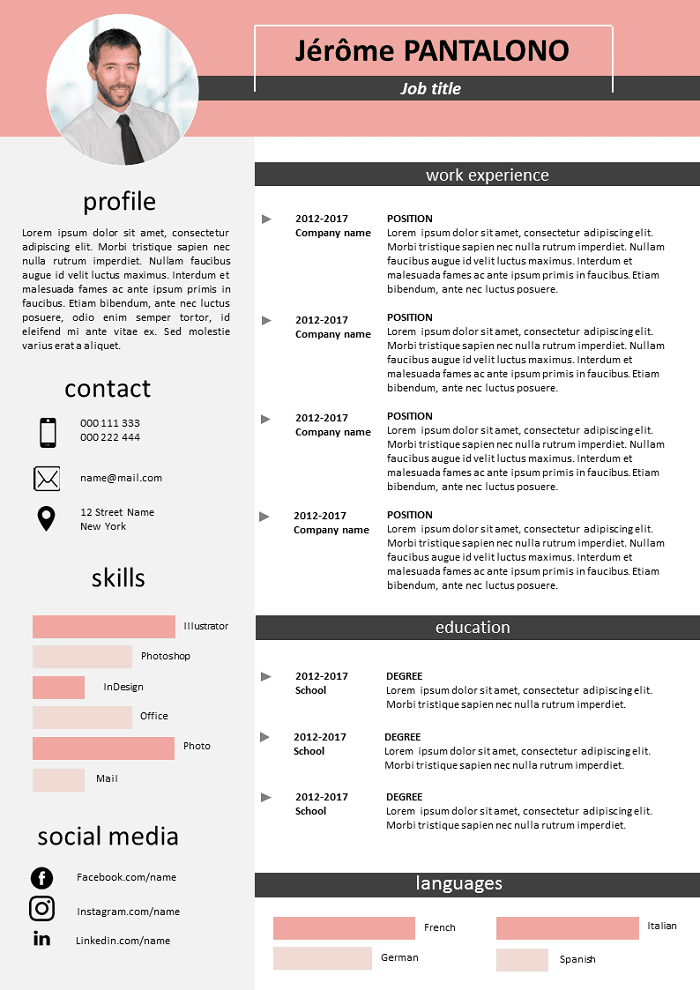 Pink and grey Resume