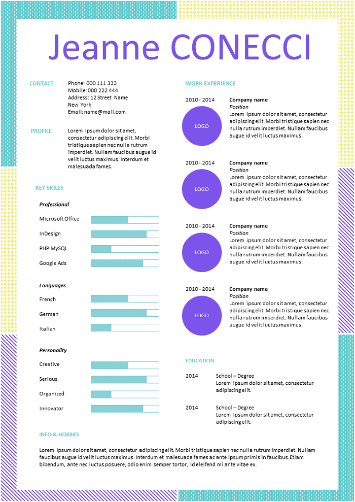 Bright Colors REsume