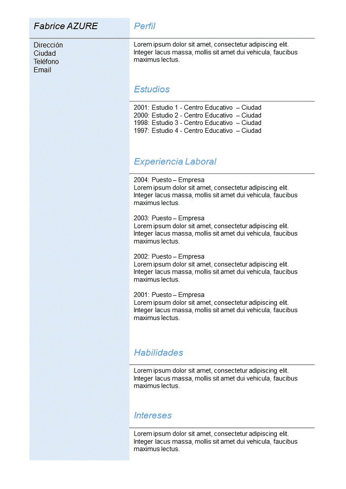 CV Simple Azul