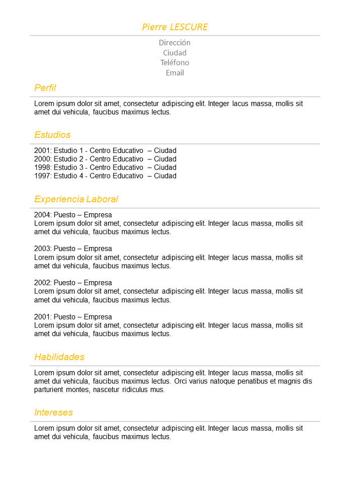 CV Simple naranja