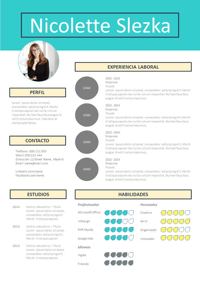 Modelo de CV Estructura simple para Descargar : Libre