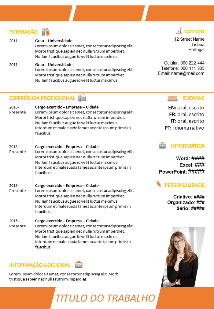 Amostra do CV do Professor de Inglês